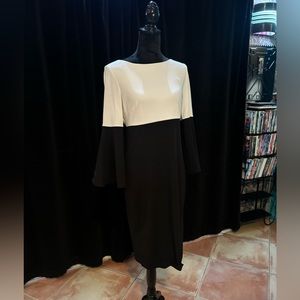 Black and white dress with flair sleeves